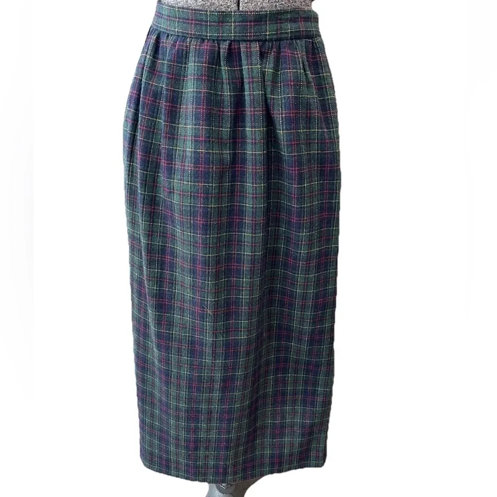 Kay Windsor Vintage‎ 1980s wool blend ladies skirt Union made-midi skirt-holiday
